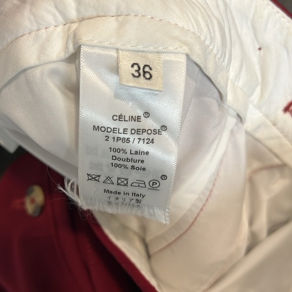 Vintage Céline Burgundy Front Pleat Trousers Size 36/4US/S - Picture 8 of 9